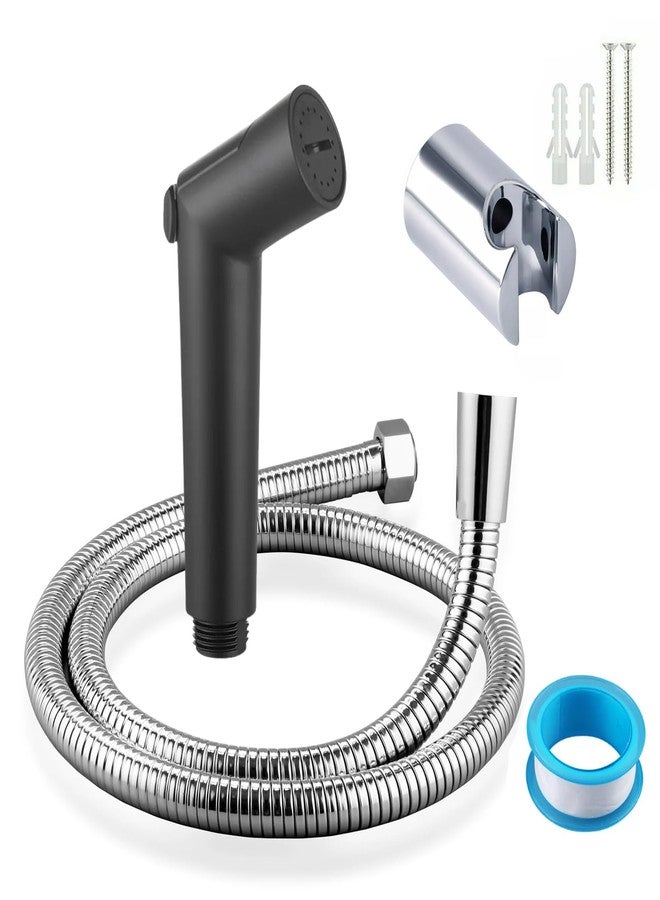 BATH GURU ABS Premium Health Faucet Set for Bathroom, Handheld Bidet Sprayer for Toilet Seat, with 1.2 Metre Stainless Steel Heavy Shower Tube and Wall Hook (Black) (Set) - Image 1